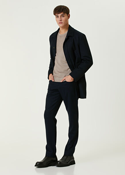 Navy Blue Wool Pants