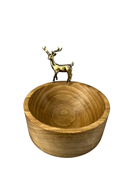 Kahverengi Geyikli Ahşap Çerezlik