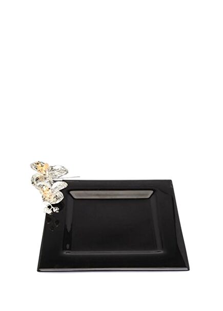 Black Orchid Figure Glass Decorative Plate