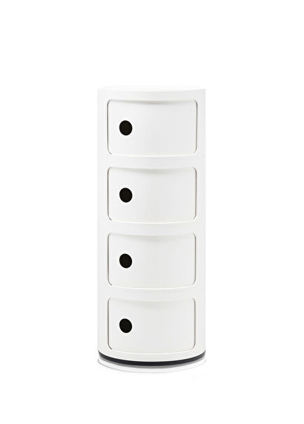 Componibili 4-part Unit with Tray White Nightstand