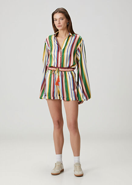Viviana Striped Silk Shorts