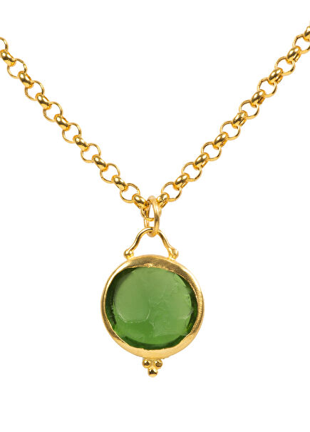 Green Intaglio Stem Women's Gold Necklace