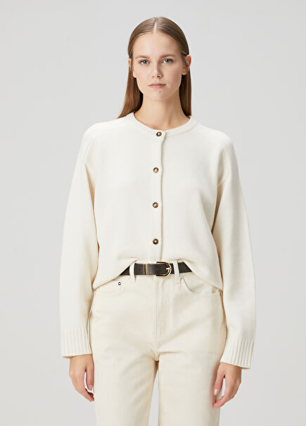 Aidar Ecru Wool Knitwear Cardigan