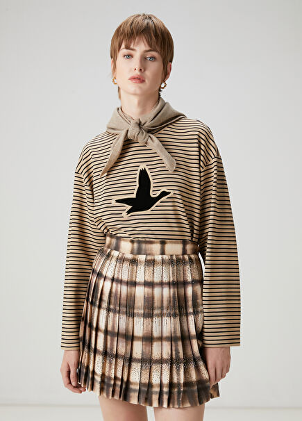 Camel Hair Striped Sweatshirt