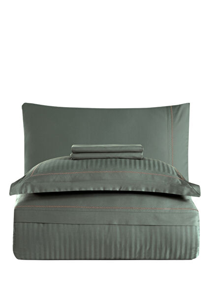 Oletta Green 100% Cotton Double Duvet Cover Set 200 x 220 cm