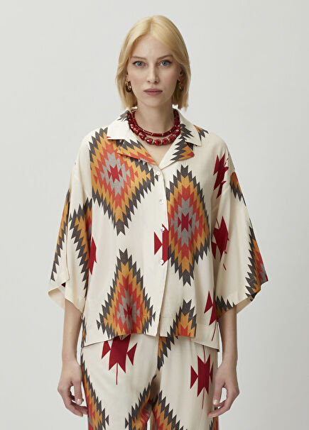 Liana Ecru Patterned Shirt