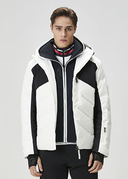 Jervis White Hooded Puff Ski Jacket