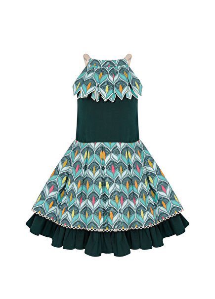 Sunfan Yeşil Kız Çocuk Elbise