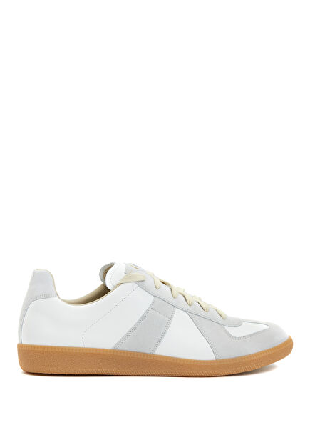 Replica White Grey Mens Leather Sneaker