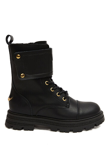 Siyah Kız Çocuk Deri Bot