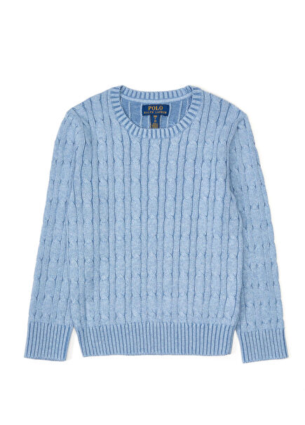 Mavi Saç Örgülü Erkek Çocuk Kazak