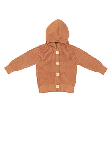 Organic Cotton Hooded Brown Baby and Child Cardigan