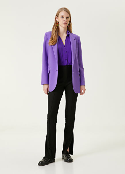 Siyah Yırtmaçlı Skinny Pantolon