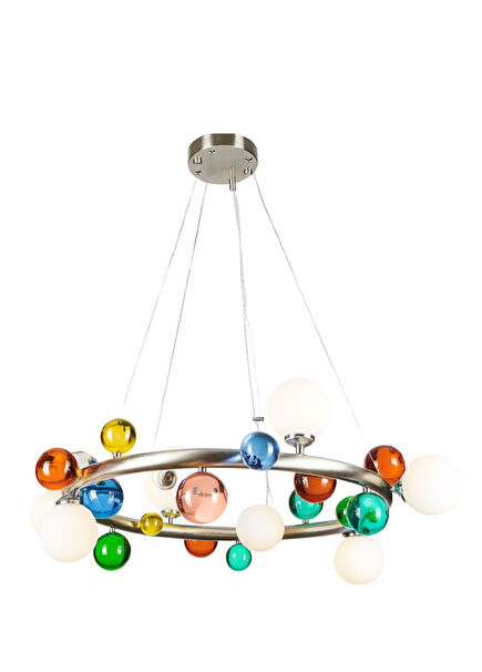 Bubble Lamp Soft Brushed Matte Chrome Opaque Pendant Chandelier