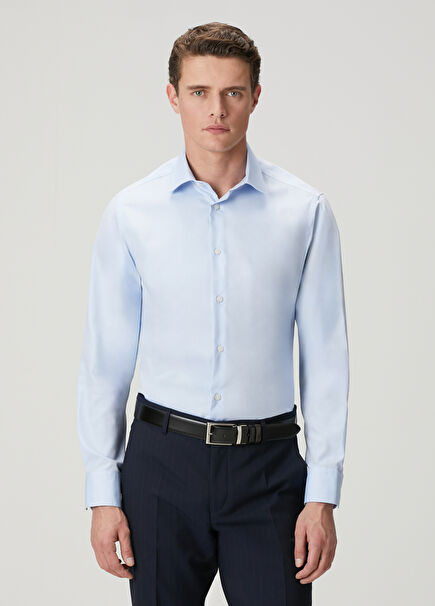 Comfort Fit Açık Mavi Non-iron Oxford Gömlek