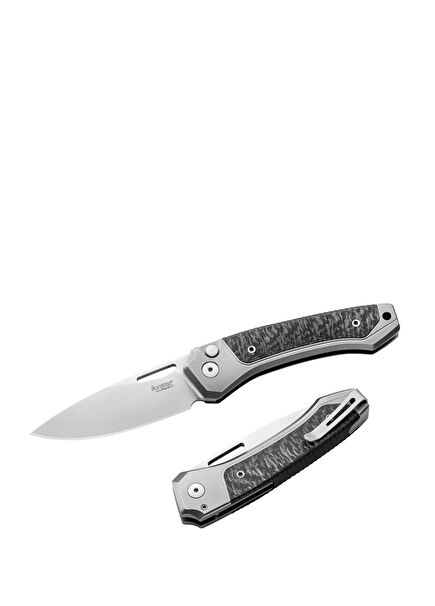 Twain Grey Titanium Carbon Fiber Pocket Knife