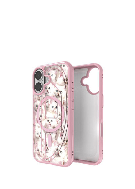 iPhone 17 Pink Cat Pattern Magsafe Compatible Phone Case