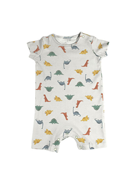 Easy Dinosaur Patterned Short Sleeve Baby Romper