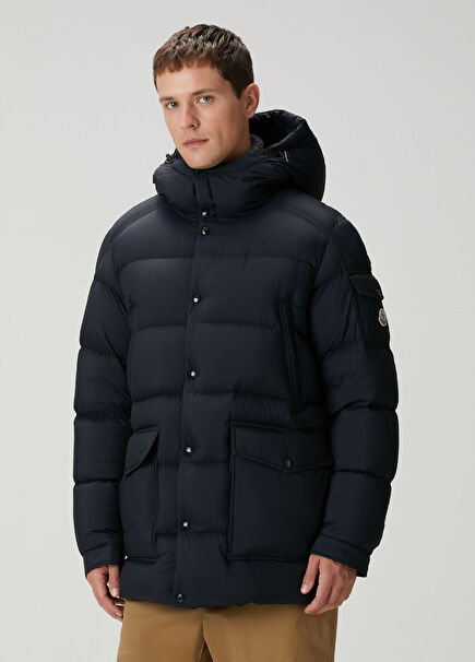 Lacivert Kapitoneli Puffer Mont