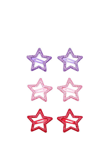 Lila Metal Glitter Yıldız Kız Çocuk Toka 