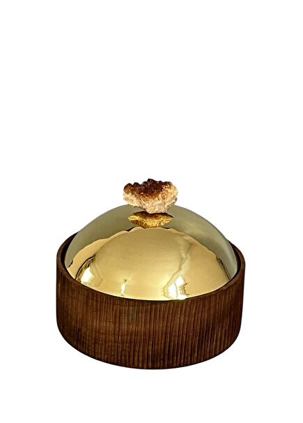 Kahverengi Kapaklı Ahşap Sunum Tabağı