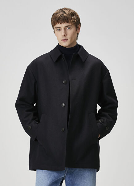 Navy Blue Wool Coat