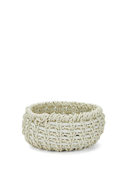 Nido Beyaz Örgü Dokulu Sepet