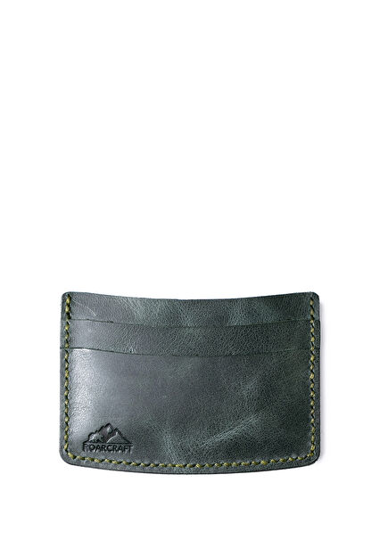 Emerald Green Leather Cardholder with Milet Logo Detail