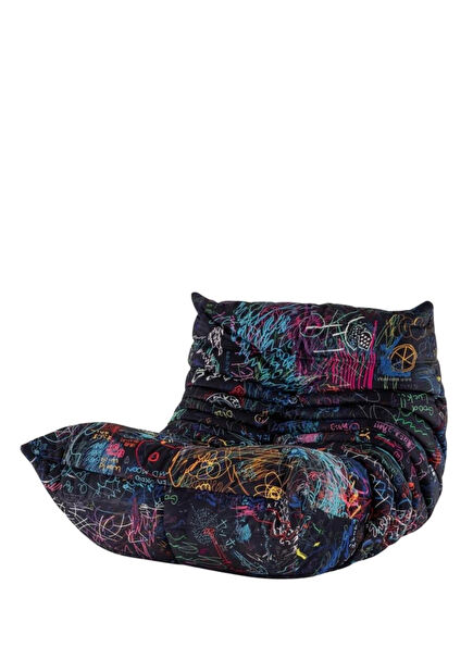 Ligne Roset Togo Lacivert Desenli Tam Noir Berjer