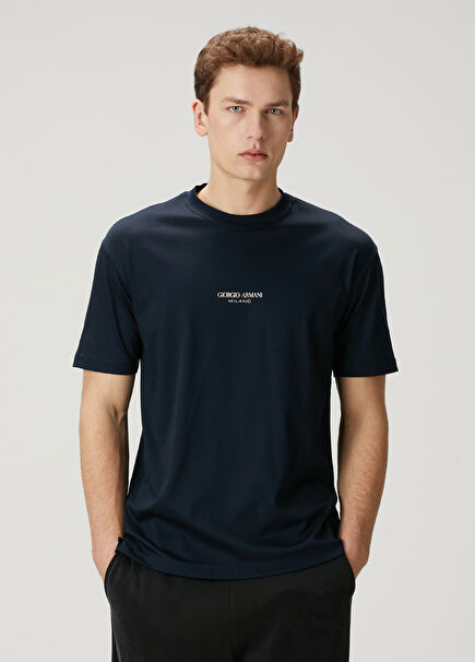 Navy Blue Logo Printed T-Shirt