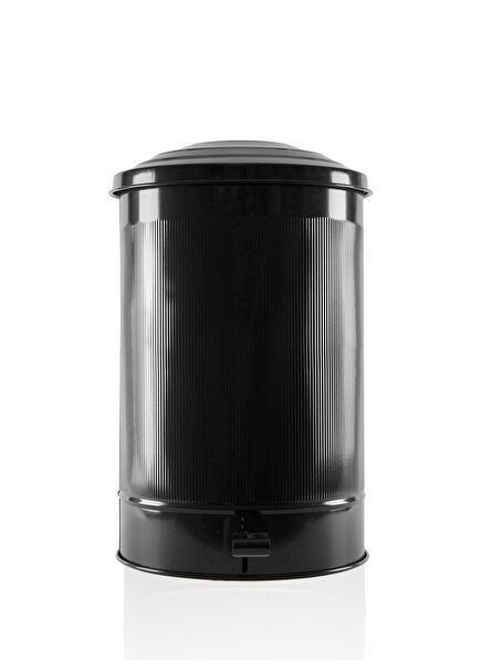 Stripe Black Galvanized Pedal Kitchen Waste Bin 37 Lt