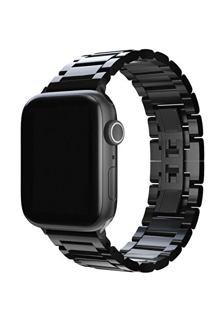 Apple Watch Uyumlu Gloss Loop 44/45/46/49 mm Siyah Çelik Kordon