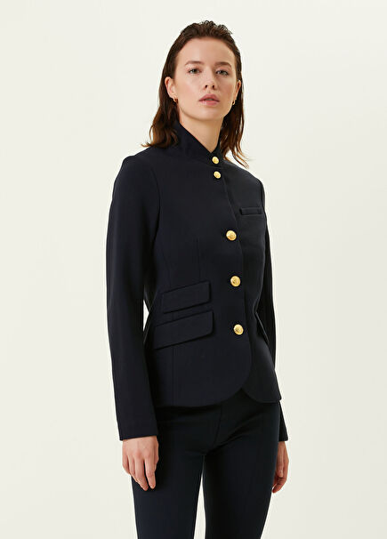 Lacivert Dik Yaka Blazer