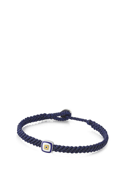 Evil Eye Square Makrame Erkek Gümüş Bileklik