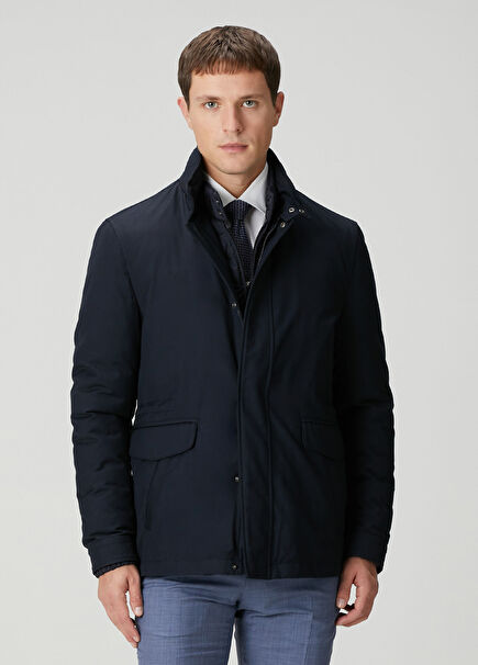 Navy Blue Jacket Detailed Coat
