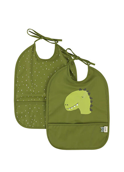 Mr. Dino Green Liquid Proof 2-Piece Bib Set