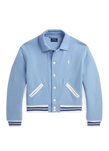 Mavi Logo Nakışlı Kız Çocuk Bomber Ceket