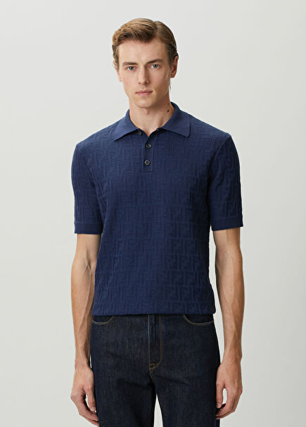Navy Jacquard Polo Shirt