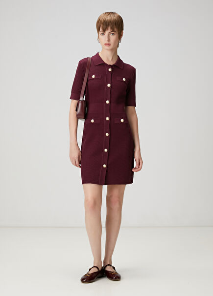 Burgundy Mini Polo Dress