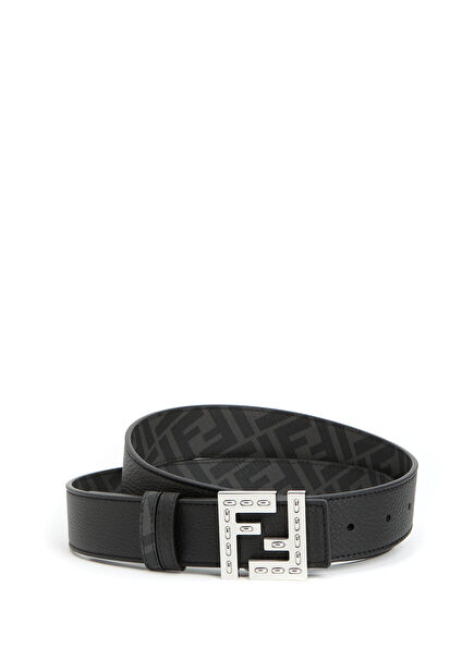 Black men's leather belt