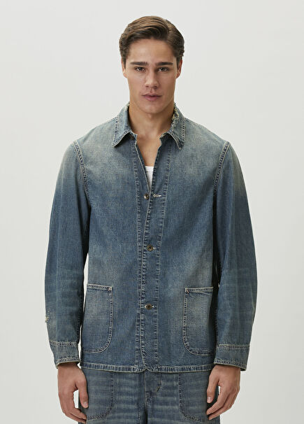 Blue Distressed Denim Jacket