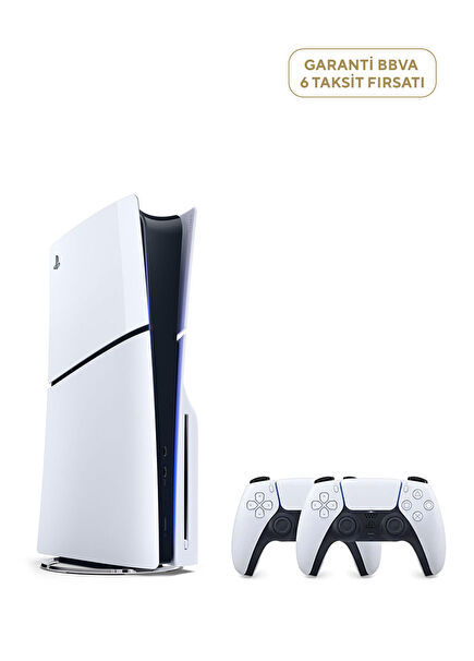 Playstation 5 1 TB Slim CD Edition Gaming Console + 2nd PS5 Controller White