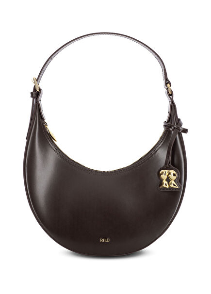 Luna Koyu Kahverengi Kadın Deri Omuz Çantası