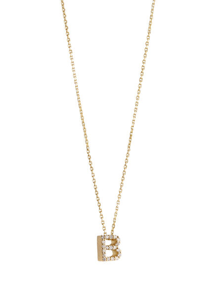 Mini Initials Diamond Women's Gold Necklace