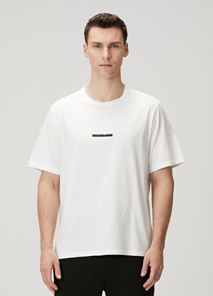 Beyaz Logo Baskılı T-shirt