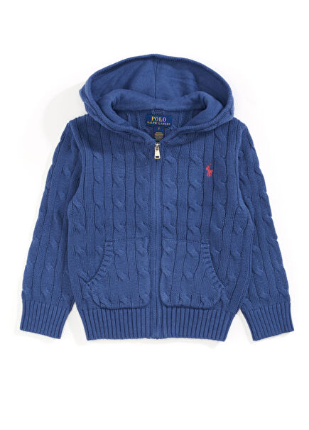 Navy Cable Knit Boy's Cardigan