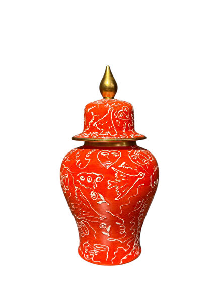 Love Shah Pomegranate Flower Ceramic Cube Decorative Object