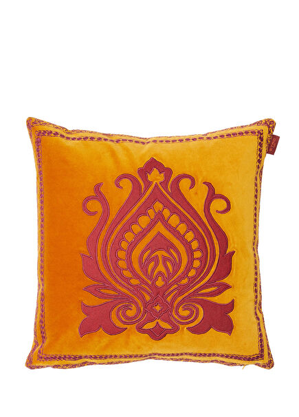Yellow Embroidered Decorative Pillow