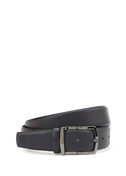 Navy Blue Men's Leather Belt