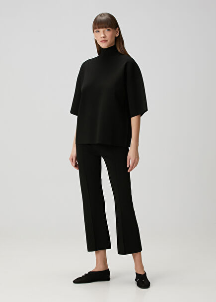 Cropped Flare Black Pants